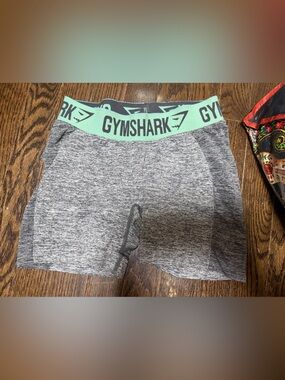 Gymshark Gray Heather Shorts with Mint Logo Waistband